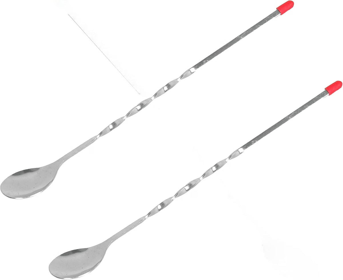 11" Stainless Steel Cocktail Bar Mixing Spoons Set of 2- Long Stirring Spoons Mixing Spoons Bar Spoon Spiral Pattern Cocktail Mixing Stirrers for Drink Bar Cocktail Shaker Spoon