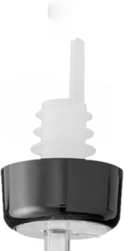Flow Liquor Pourer with Black Collar Acrylonitrile Set of 12- Liquor Bottle Pourers Shot Dispenser Liquor Bottle Pourers Alcohol Pourers Bar Bartender Accessories