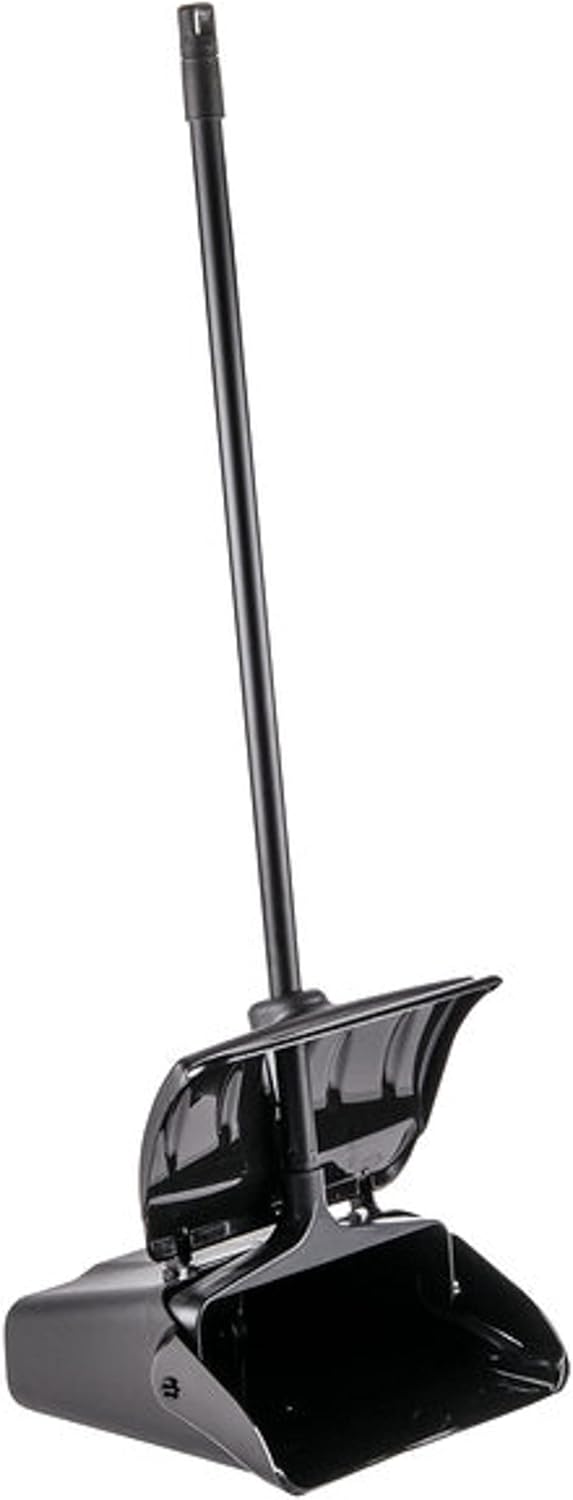 13" Pivoting Upright Lobby Dust Pan with Windbreak Cover- Dustpan with Long Handle Compatible with Any Broom for Lobby Restaurant Office Home Dog Pooper Scooper