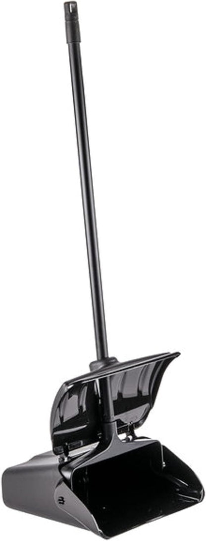 13" Pivoting Upright Lobby Dust Pan with Windbreak Cover- Dustpan with Long Handle Compatible with Any Broom for Lobby Restaurant Office Home Dog Pooper Scooper