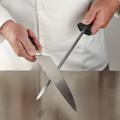 Diamond Steel Sharpener with Black Handle- Knife Sharpener Rod Sharpening Rod Kitchen Knives Sharpener for Home Kitchen Restaurant Hunting