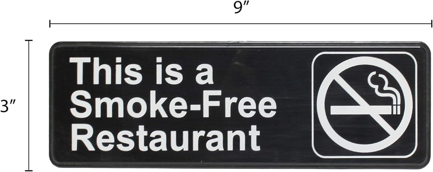 9" x 3" This is a Smoke-Free Restaurant Sign with Easy Peel Self-Adhesive White on Black Color Set of 2- Door Sign Waterproof Self Adhesive Store Signs Indoor/Outdoor Warning Marker Home Business Use