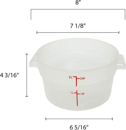 Round Food Storage Container Translucent Polypropylene- Commercial Food Storage Containers Meal Prep Containers Reusable Food Containers for Pantry Kitchen Storage Organization