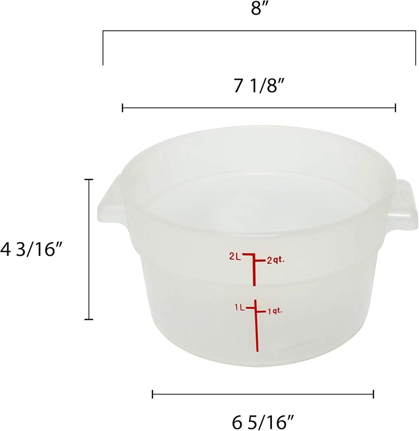Round Food Storage Container Translucent Polypropylene- Commercial Food Storage Containers Meal Prep Containers Reusable Food Containers for Pantry Kitchen Storage Organization