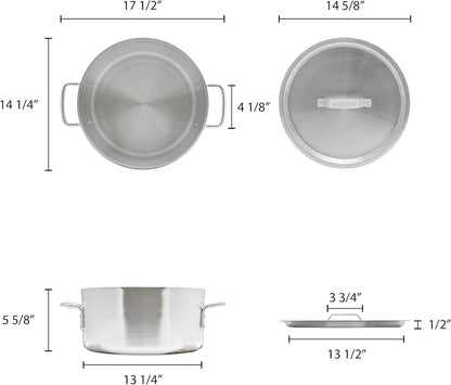 Aluminum Brazier Pot with Cover 6mm Thickness- Heavy Weight Cookware Braiser Pan Braising Pan Perfect Roasting Baking Sauteing Searing and Pan Frying Mirror-Finished