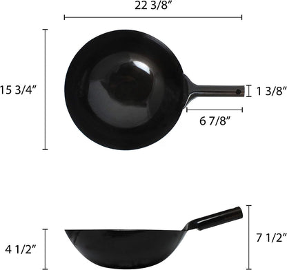 Iron Taiwan Wok - Large Wok Stir Fry Pan for Chinese Japanese and Cantonese Cuisine Stir Fry Pans Traditional Woks Grilling Frying Steaming Made in Taiwan