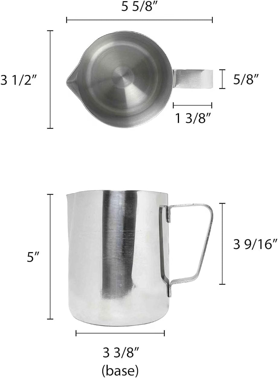 Stainless Steel Frothing Milk Pitcher- Espresso Steaming Pitcher Coffee Bar Espresso Machine Accessories Cappuccino Barista Tool Milk Jug Steamer Frother Cup