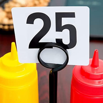 Plastic Table Numbers 4" x 4" Black on White Color Double Sided- Plastic Restaurant Wedding Table Number Cards Signs for Party Banquets Wedding Reception and Restaurants