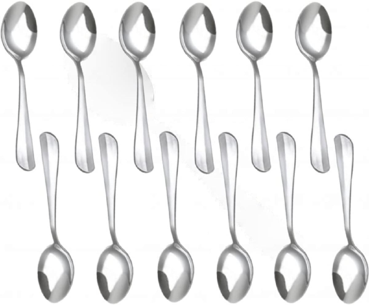 Set of 12 Stainless Steel - Steel Flatware Silverware Cutlery Kitchen Tableware for Home Restaurant for Stirring Coffee Dessert Cake Ice Cream Cappuccino