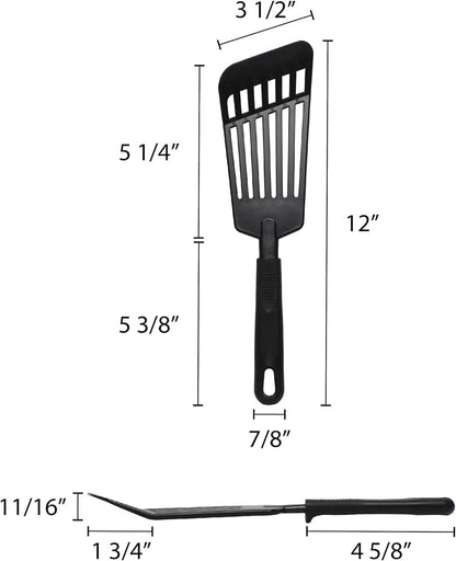 12” Slotted Spatula High-Heat Nylon & Polypropylene Handle Black Color-Slotted Kitchen Spatulas High Heat Resistant Cooking Utensils Ideal Cookware for Fish Eggs Pancakes