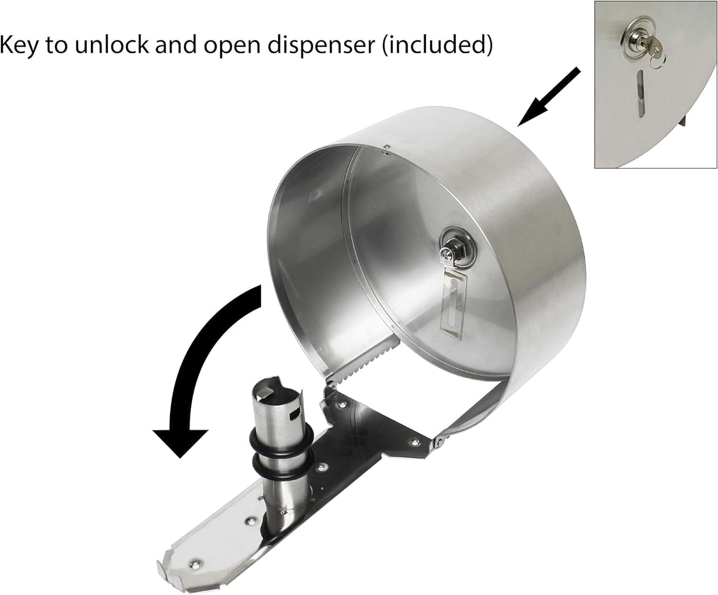 10-1/2" x 4-1/2" Stainless Steel Jumbo Roll Toilet Tissue Dispenser - Wall Mount Stainless Steel 9 Inch Roll Toilet Paper Holder Bath Tissue Dispenser Lock Key