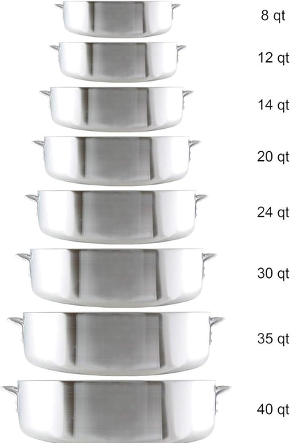 Aluminum Brazier Pot with Cover 6mm Thickness- Heavy Weight Cookware Braiser Pan Braising Pan Perfect Roasting Baking Sauteing Searing and Pan Frying Mirror-Finished