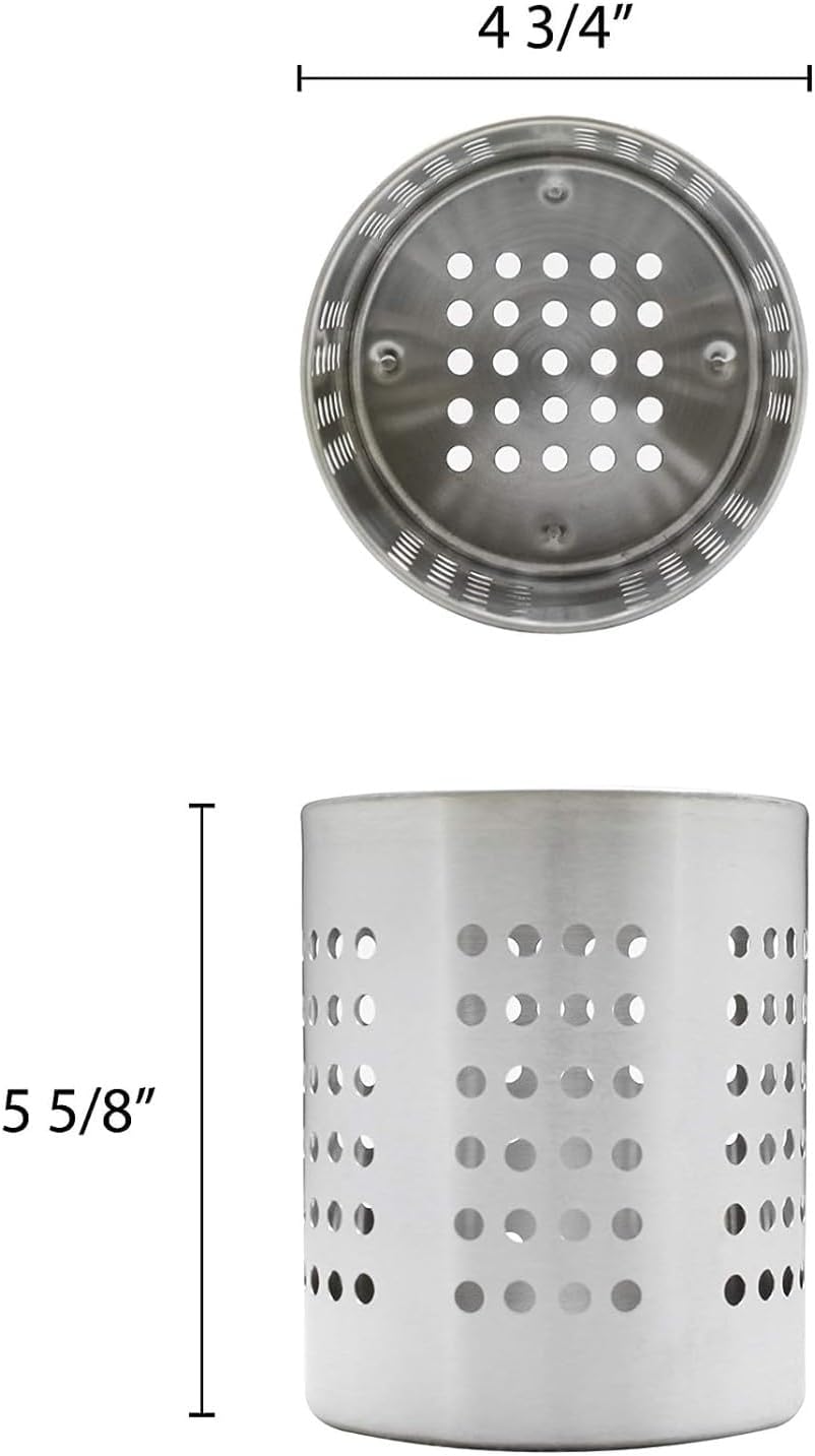Straight Wall Flatware Cylinder Stainless Steel- Kitchen Tools Flatware Holder Utensil Drying Cylinder Countertop Silverware Caddy Flatware and Kitchen Utensils
