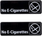 9" x 3" No E-Cigarettes Sign with Easy Peel Self-Adhesive White on Black Color Set of 2- Door Sign Waterproof Self Adhesive Store Signs Indoor/Outdoor Warning Marker Home Business Use