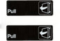 9" x 3" Pull Sign with Easy Peel Self-Adhesive White on Black Color Set of 2- Door Sign Waterproof Self Adhesive Store Signs Indoor/Outdoor Warning Marker Home Business Use