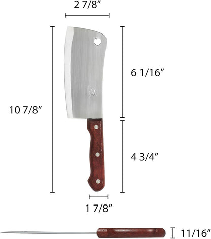 6" Stainless Steel Asian Cleaver with Riveted Wood Handle- Kitchen Cleaver Chef Knife Cleaver Kitchen Knife Chopper Butcher Knife Meat Cleaver Knife for Home Kitchen and Restaurant