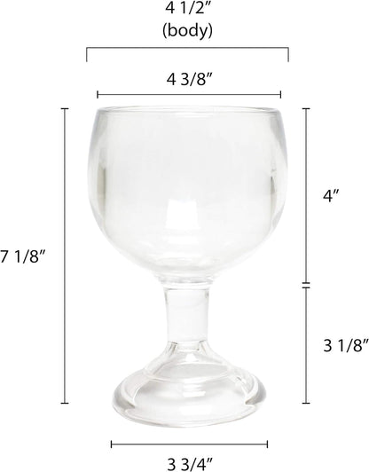 24 oz Schooner Polycarbonate with Heavy Base Clear Color Comes in Each- Liquor Plastic Stemware Large Shrimp Cocktail Glasses Goblet Large Stemmed Glass for Coronaritas Margaritas