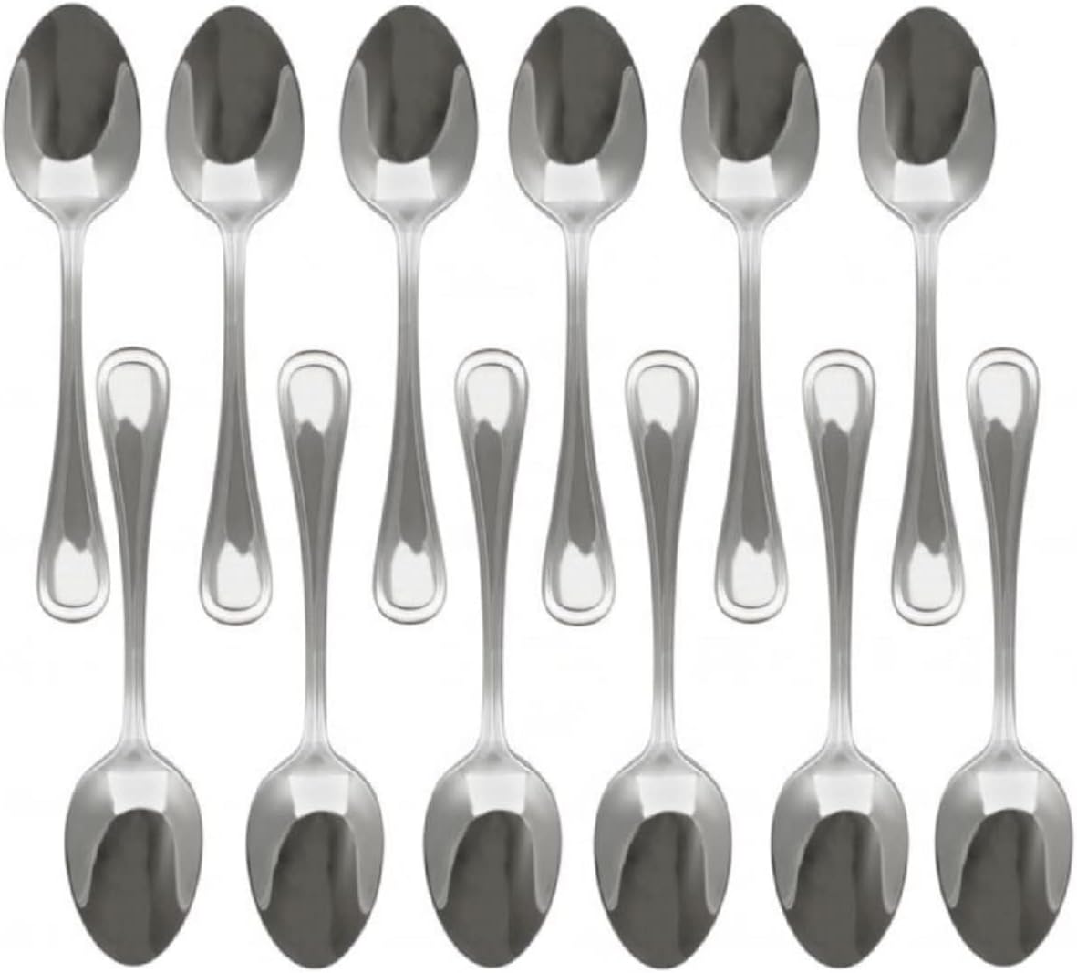 True Silverware Atlantic Set of 12- Stainless Steel Flatware Silverware Cutlery Kitche ...