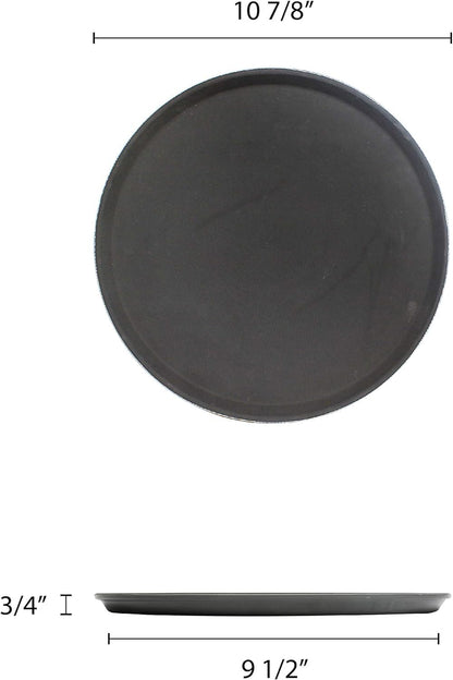 Round Non-Slip Serving Trays Black Restaurant Serving Tray Rubber Lined Serving Tray Serving Coffee Appetizer Breakfast Perfect for Kitchen Café Hotel and Restaurants