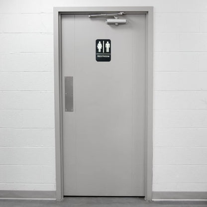 6" x 9" Restroom Sign with Braille Easy Peel Self-Adhesive White on Black Color Set of 2- Waterproof Self Adhesive Store Signs Indoor/Outdoor Warning Marker Home Business Use