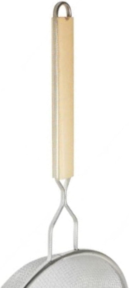 Double Fine Tin Mesh Strainer Handle Length Wooden Handle- Kitchen Utensil Food Strainer Skimmer Spoon for Cooking Sieve Sifters Rice Quinoa Pasta Fruits Vegetable