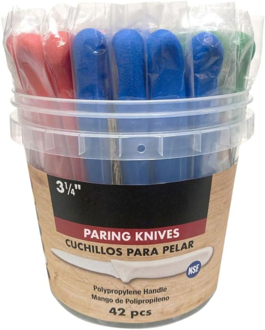 3-1/4” Blade Paring Knife German Steel Assorted Color Handle Set of 42- Small Fruit Knifes Razor Sharp Pairing Knives Kitchen Knives for Fruits Vegetables Home Kitchen Restaurants