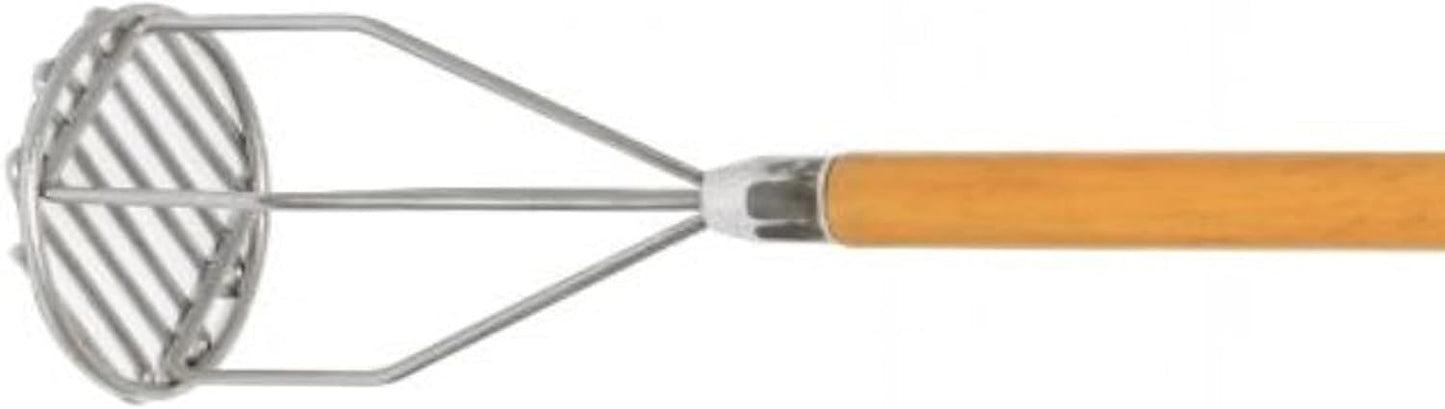 Round Potato Masher Iron Plated with Wooden Handle-Professional Integrated Masher Kitchen Tool & Food Masher/Potato Smasher Perfect for Bean Vegetable Fruits Avocado and Meat