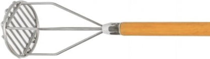 Round Potato Masher Iron Plated with Wooden Handle-Professional Integrated Masher Kitchen Tool & Food Masher/Potato Smasher Perfect for Bean Vegetable Fruits Avocado and Meat