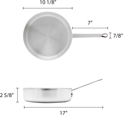 Aluminum 3.5mm Thickness Sauté Pan and Aluminum Cover - Cooking Pan Chef Cooking Pan Frying Pan Skillet for Home and Restaurant Cookware NSF Certified Dishwasher Safe