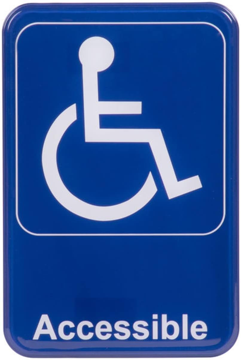 6" x 9" Wheelchair Accessible Restroom Sign with Easy Peel Self-Adhesive White on Blue Color Set of 2- Waterproof Self Adhesive Store Signs Indoor/Outdoor Warning Marker Home Business Use