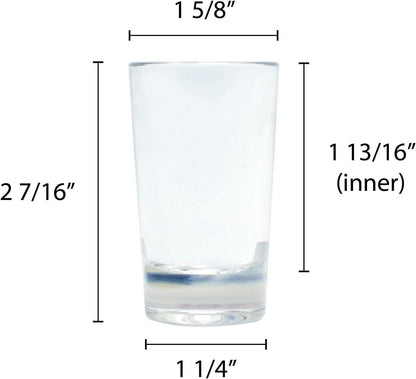 Straight Round Shot Glass Polycarbonate with Heavy Base Clear Color Set of 2- Liquor Plastic Drinking Glass Clear Shot Glass Tequila Shots for Whiskey Tequila Vodka Espresso