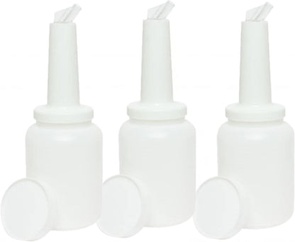 Pour and Store Fruit Juice and Liquor Pour Bottles  Set of 3- Juice Pouring Bottle Containers Bar Pour Bottles Plastic Juice Pour Bottles Plastic Barware for Bars & Event
