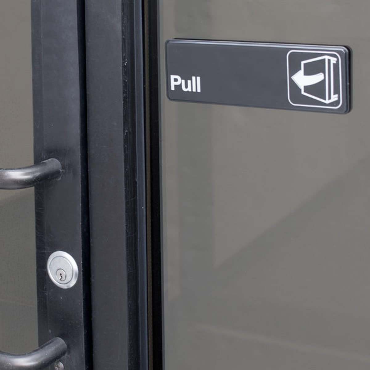 9" x 3" Pull Sign with Easy Peel Self-Adhesive White on Black Color Set of 2- Door Sign Waterproof Self Adhesive Store Signs Indoor/Outdoor Warning Marker Home Business Use