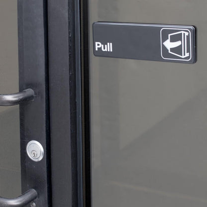 9" x 3" Pull Sign with Easy Peel Self-Adhesive White on Black Color Set of 2- Door Sign Waterproof Self Adhesive Store Signs Indoor/Outdoor Warning Marker Home Business Use