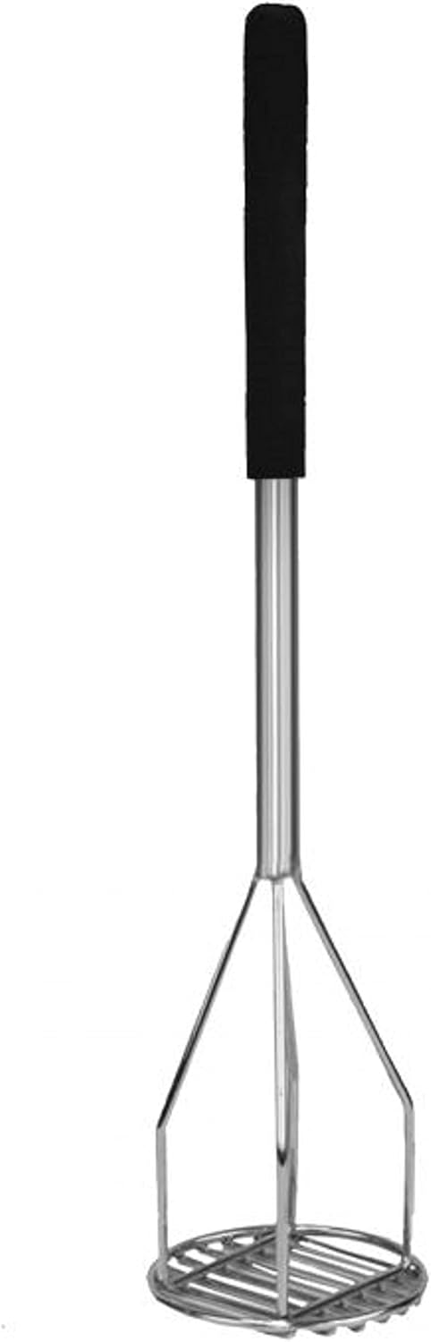 Round Potato Masher Iron Plated with Wooden Handle-Professional Integrated Masher Kitchen Tool & Food Masher/Potato Smasher Perfect for Bean Vegetable Fruits Avocado and Meat