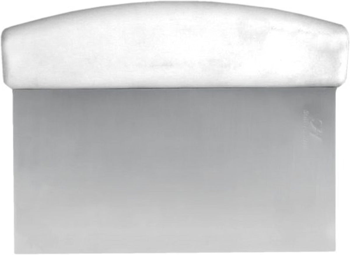 6" x 4" Dough Scraper Stainless Steel with White Plastic Handle - Dough Cutter Dough Pastry Scraper Cutter Chopper for Baking Multipurpose Food Scraper for Dough and Bread