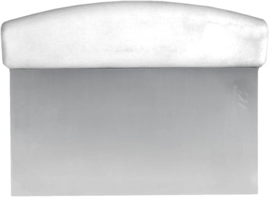 6" x 4" Dough Scraper Stainless Steel with White Plastic Handle - Dough Cutter Dough Pastry Scraper Cutter Chopper for Baking Multipurpose Food Scraper for Dough and Bread