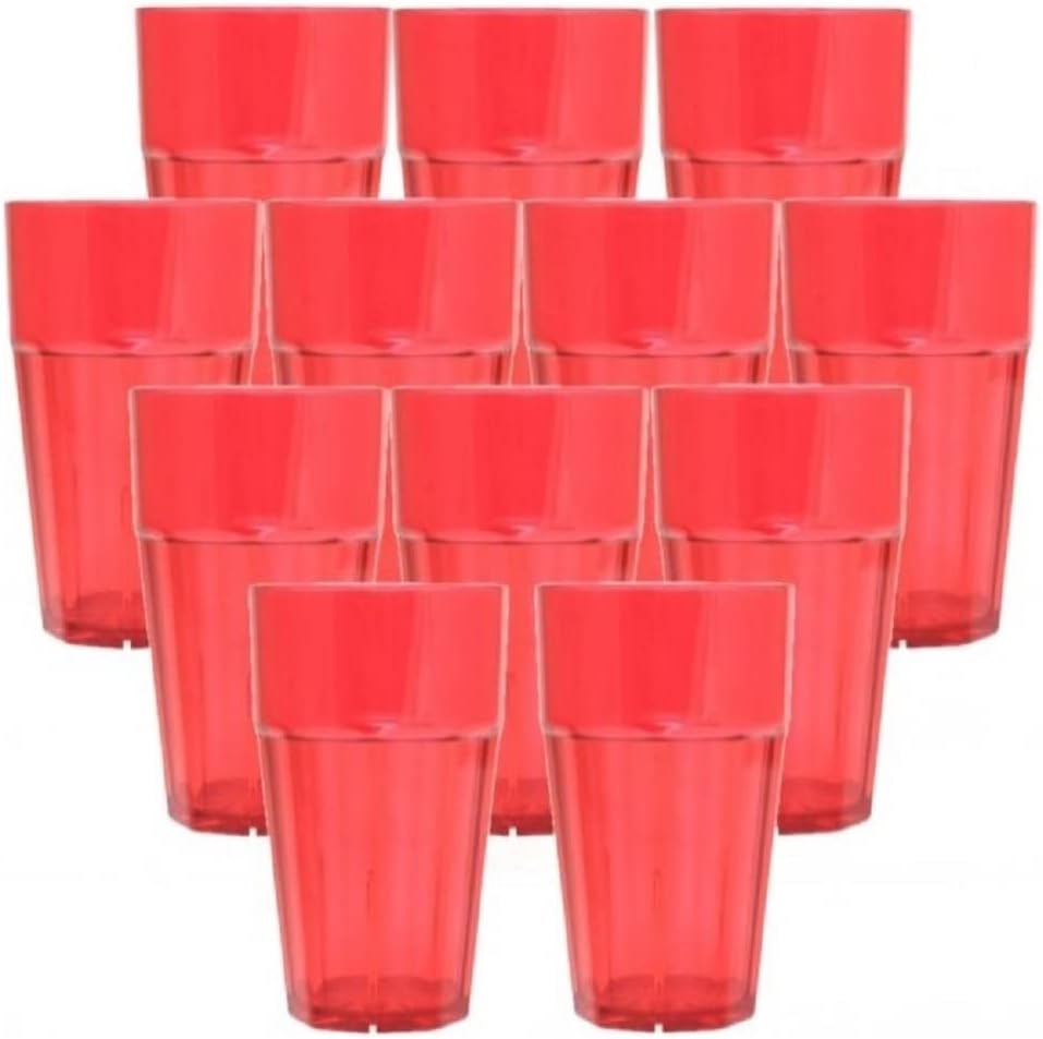 Diamond Tumbler/Drinking Cups Polycarbonate Set of 12-Premium Iced Tea Glasses Stackable Reusable Drinking Glasses Dishwasher Safe Break-Resistant for Home Restaurants