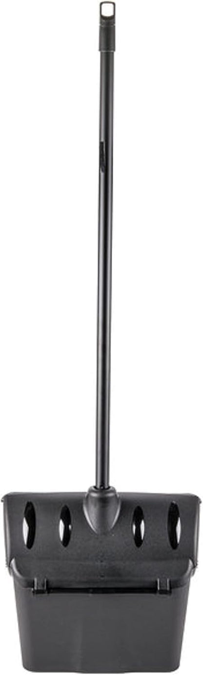 13" Pivoting Upright Lobby Dust Pan with Windbreak Cover- Dustpan with Long Handle Compatible with Any Broom for Lobby Restaurant Office Home Dog Pooper Scooper