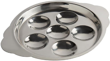 6 Compartment Holes Stainless Steel Snail/Escargot Tray Set of 2- Seafood Snail Dish Escargot Dish Server for Home Kitchen Restaurant Hotel BBQ