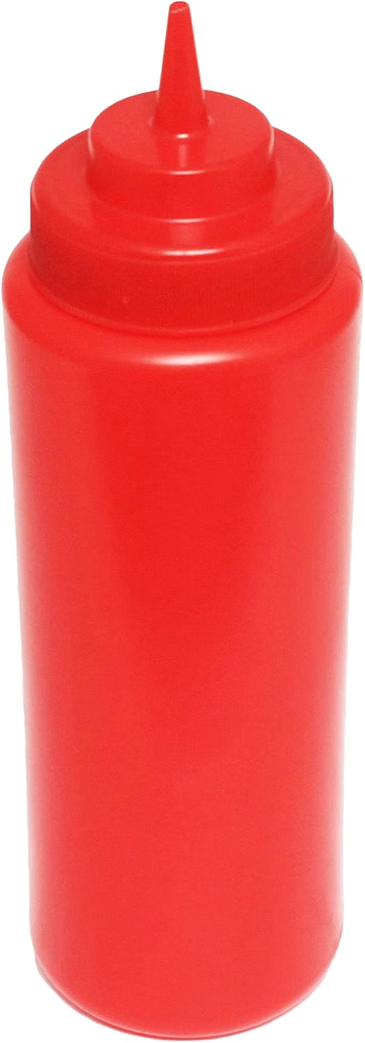 Set of 6 Squeeze Condiment Wide Mouth Dispensing Bottles - Plastic Squeeze Bottle for Sauces Spreads Ketchup Mustard Mayo Hot sauces and Olive oil