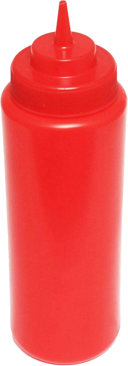 Set of 6 Squeeze Condiment Wide Mouth Dispensing Bottles - Plastic Squeeze Bottle for Sauces Spreads Ketchup Mustard Mayo Hot sauces and Olive oil