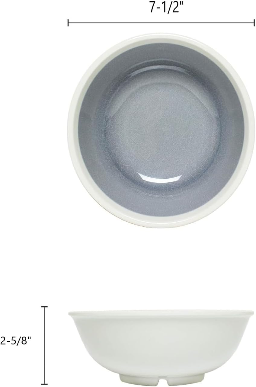 Graham Dinnerware Salad Bowls Melamine Set of 12- Dishwasher Safe Break-Resistant Reusable Bowls Serving Bowl Soup Bowls for Fruits Salad Kitchen Restaurants