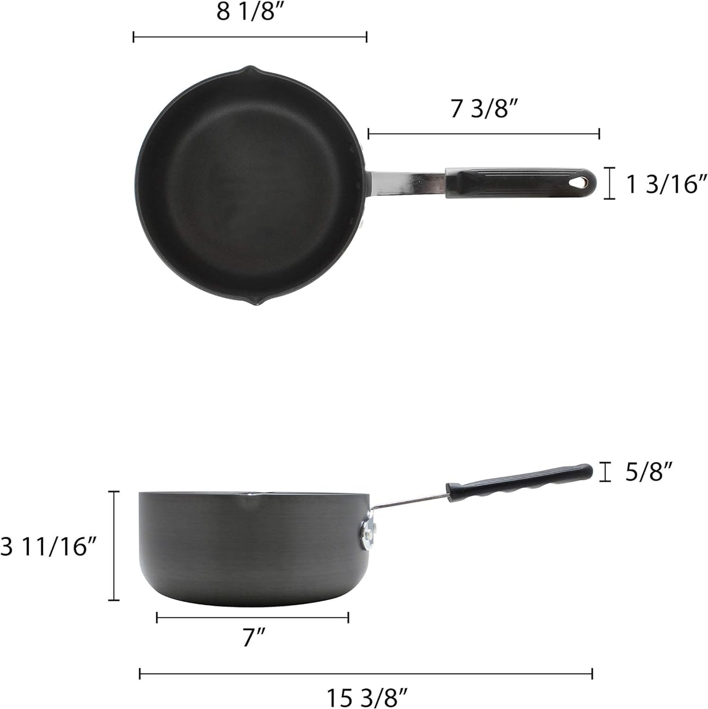 Non-Stick SaucePan Anodized Aluminum with Pour Spout Black Cool Handle Sleeve- Multipurpose use Cooking Sauce Pan Cookware Cooking Pot for Home Kitchen Restaurant