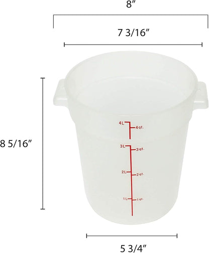 Round Food Storage Container Translucent Polypropylene- Commercial Food Storage Containers Meal Prep Containers Reusable Food Containers for Pantry Kitchen Storage Organization