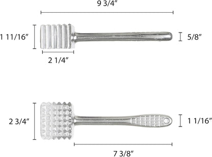 Meat Tenderizer Aluminum Head and Handle- Meat Tenderizer Hammer Dual-side Mallet for Kitchen Heavy Duty Pounder For Tenderizing Steak Beef Chicken and Fish