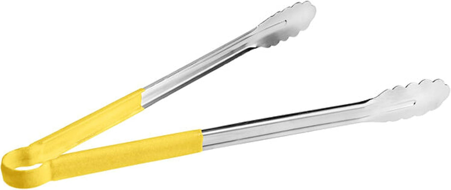 Stainless Steel Kitchen Tong with Non-Slip Coated Handles- Kitchen Tongs Metal Food Tongs Premium Stainless Steel Tongs for Cooking Food Salad Grilling Barbecue BBQ Buffet