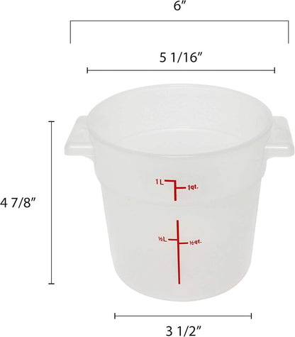 Round Food Storage Container Translucent Polypropylene- Commercial Food Storage Containers Meal Prep Containers Reusable Food Containers for Pantry Kitchen Storage Organization