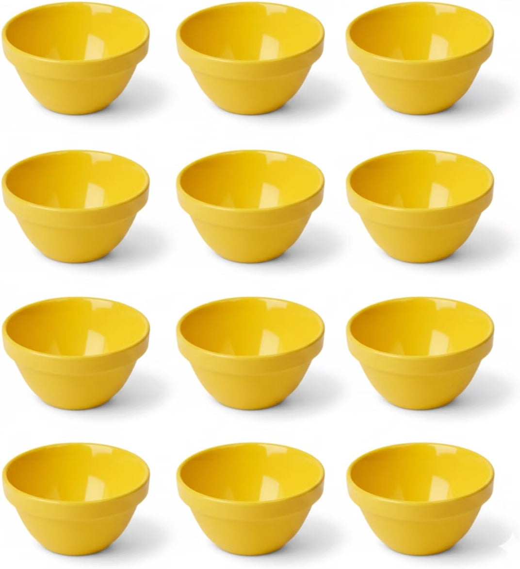 Bouillon Cup Color Melamine Set of 12- Dishwasher Safe Break-Resistant Reusable Bowls Serving Soup Bowl Broth Cups Soup Bowls Ice Cream Dipping Sauce