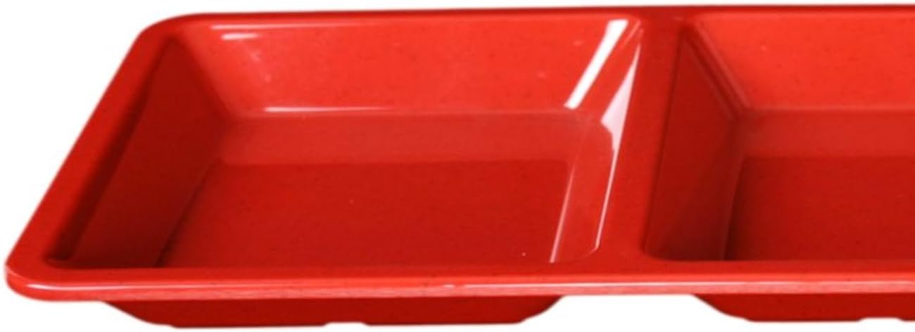 28 oz Rectangular 3-Section Tray Passion Melamine - Dishwasher Safe Serving Bowl Dipping Sauce Dishes Sauce Bowls for Dips Chips Veggies Fruits Home Restaurants